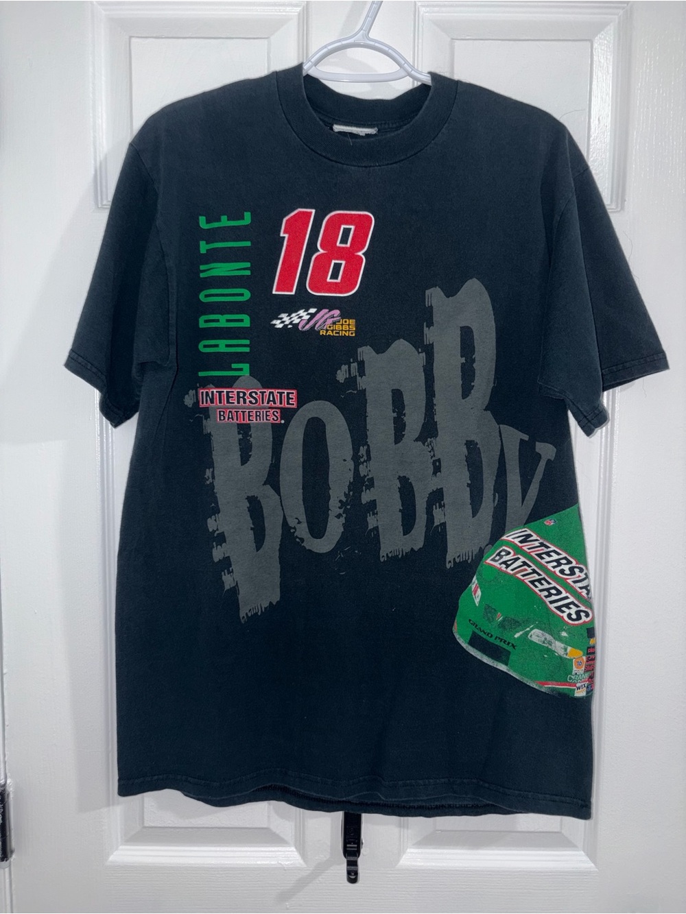 Vintage Bobby Labonte #18 Interstate Batteries Graphic Tee - Black/Green/Red